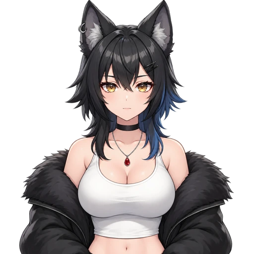 Cool wolf girl AI PNGTuber Cool wolf girl — AI PNGTuber character redrawn from a reference image