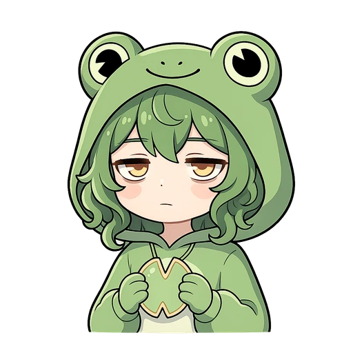 Frog hoodie — AI PNGTuber character redrawn from a reference image