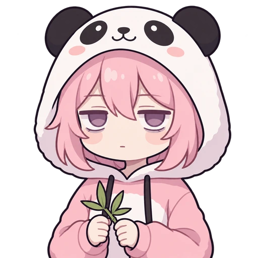 Panda hoodie AI PNGTuber Panda hoodie — AI PNGTuber character redrawn from a reference image