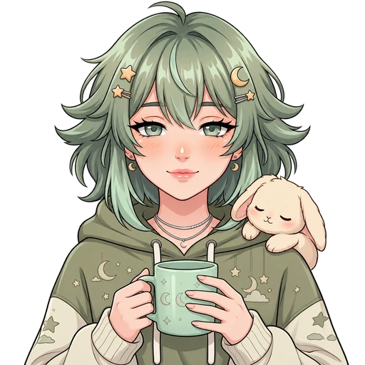 Sage sleeper — AI PNGTuber character redrawn from a reference image