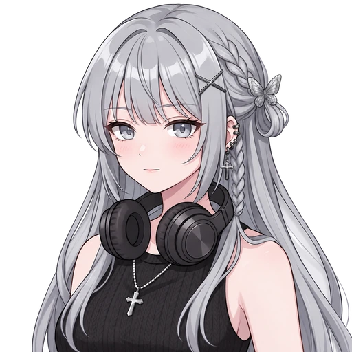 Soft goth AI PNGTuber Soft goth — AI PNGTuber character redrawn from a reference image