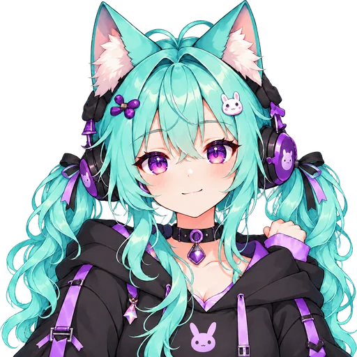 PNGTuber candidate 2 AI PNGTuber candidate 2 of 4 — take three of one mint-haired cat-ear gamer brief